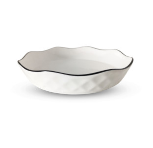 30334-00 Тарілка кругла суп 8', чорний обідок - фото