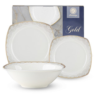 401-0032 Набір обідній 18пр. квадрат золотий кант Gold - фото