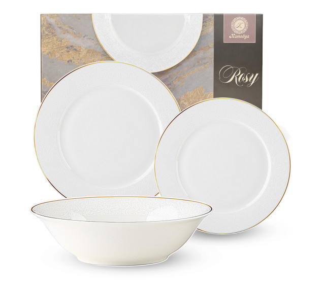 401-0081 Набір обідній 18пр. золотий кант Rosy - фото