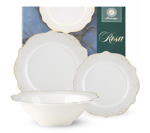 401-0083 Набір обідній 18пр. золотий кант Rosa - фото