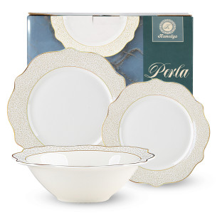 401-0086 Набір обідній 18пр. золотий кант Perla - фото