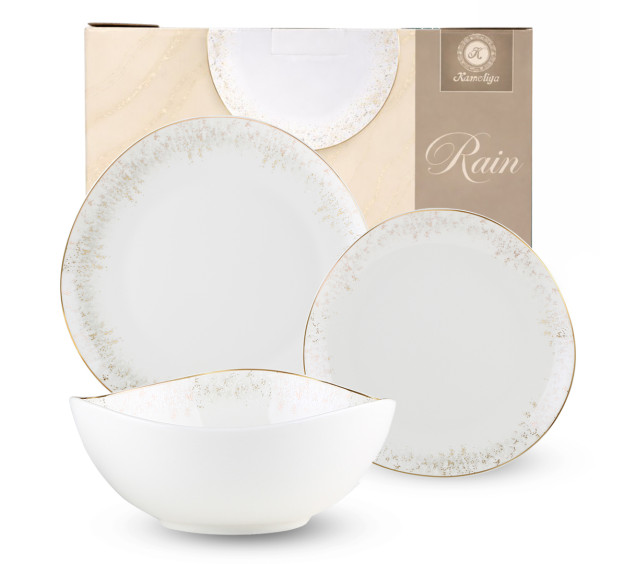 401-0088 Набір обідній 18пр. овал золотий кант Rain - фото