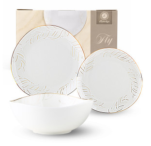 401-0089 Набір обідній 18пр. овал золотий кант Fly - фото