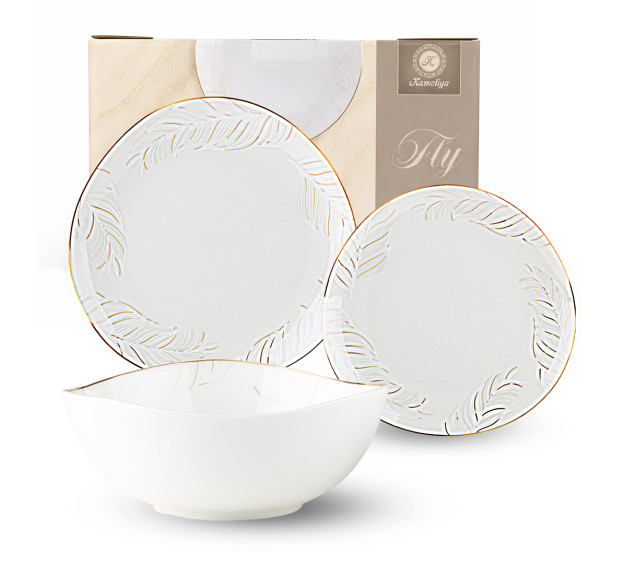 401-0089 Набір обідній 18пр. овал золотий кант Fly - фото