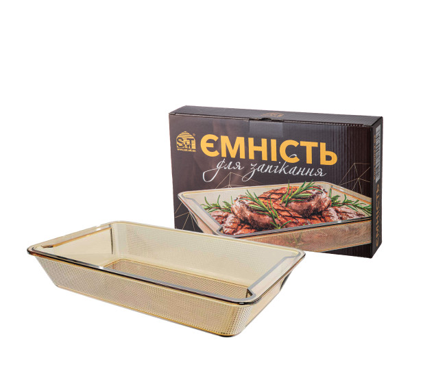50022-01 Ємність для запікання прямокутна з ручками 1,2л; 27*15*5см - фото