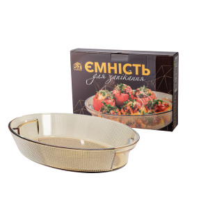 50023-01 Ємність для запікання овальна з ручками 1,6л; 28*20*6см - фото