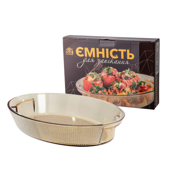 50023-01 Ємність для запікання овальна з ручками 1,6л; 28*20*6см - фото
