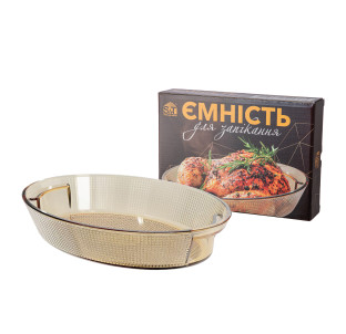 50023-02 Ємність для запікання овальна з ручками 2,5л; 33*24*6см - фото