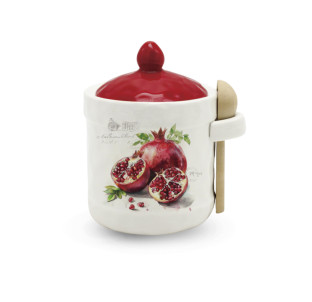 700-04-24 Банка для меду з дерев'яною ложкою "Гранат" - фото