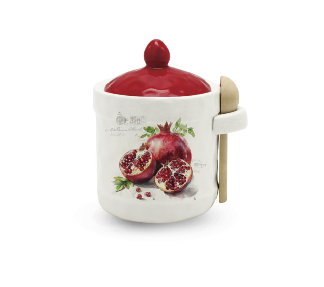 700-04-24 Банка для меду з дерев'яною ложкою "Гранат" - фото