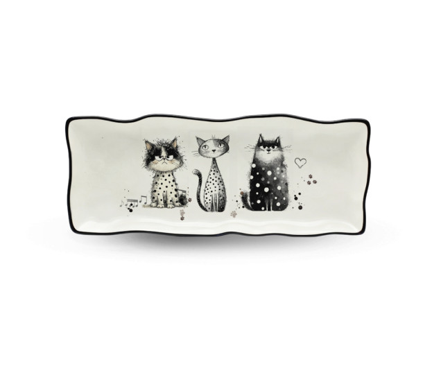 700-22-23 Блюдо прямокутне "Котики" - фото