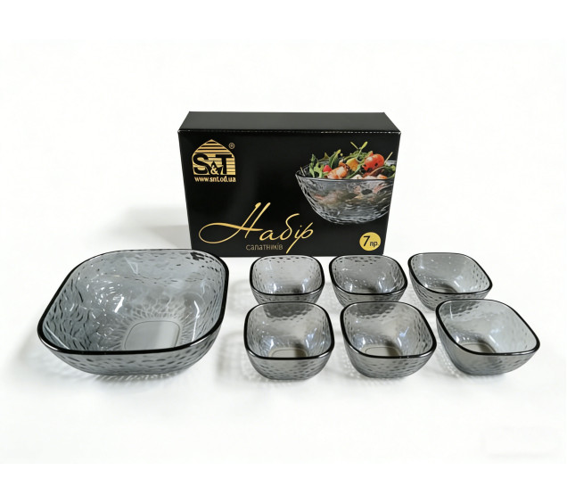 9291  Набір салатників 7 пр. квадрат Агат 1-1,4л; 6-250мл - фото