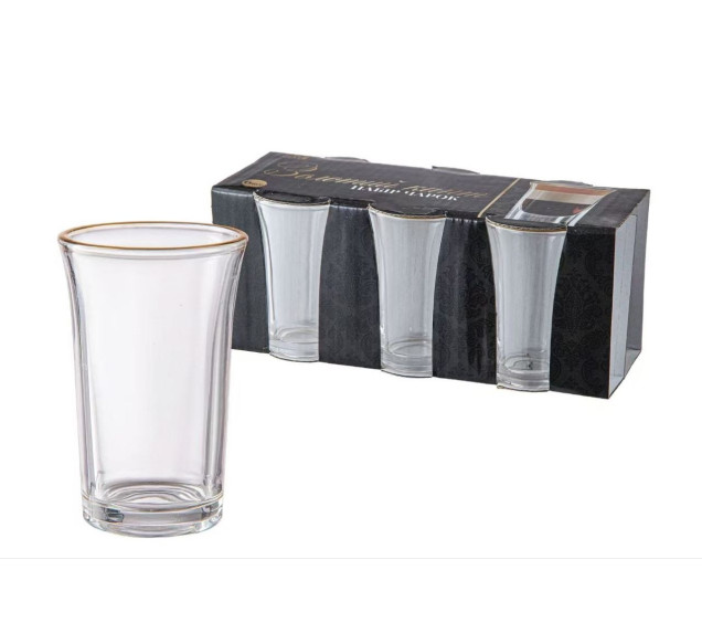 9328 Набір чарок 6 шт, золотий кант - фото