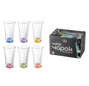 9344 Набір чарок 6 шт, кольровий - фото