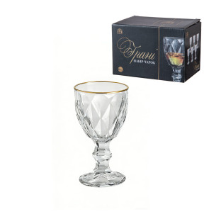 9462 Набір чарок "Гранi" 6шт, золотий кант - фото