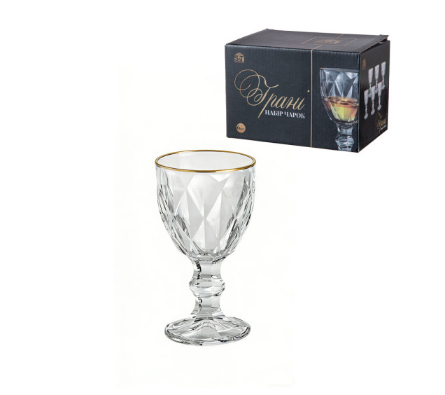 9462 Набір чарок "Гранi" 6шт, золотий кант - фото