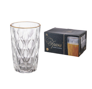 9463 Набір склянок "Гранi" 6шт, золотий кант - фото