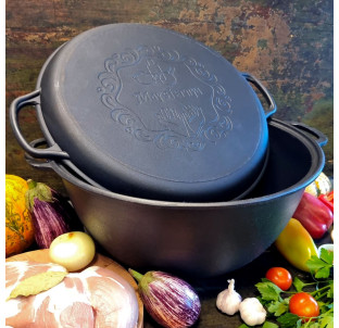 V18CP Казан 18л чавунний з кришкою-сковородою - фото