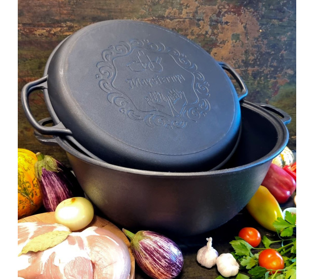 V18CP Казан 18л чавунний з кришкою-сковородою - фото