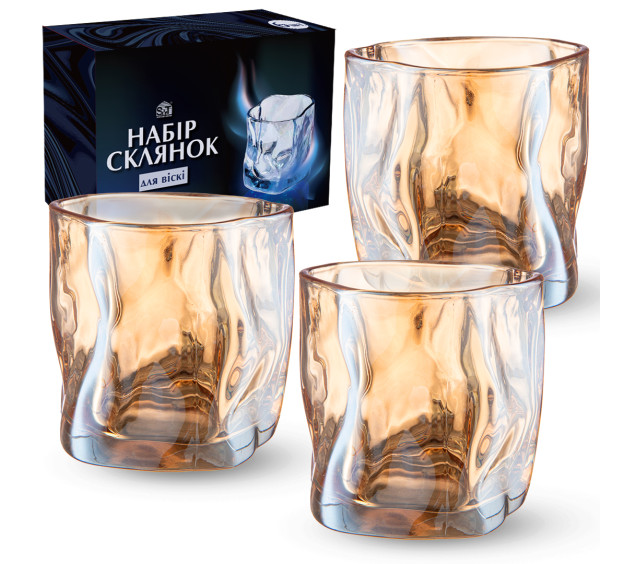 768-18 Набір склянок для віскі, 6 шт бурштин 260мл - фото