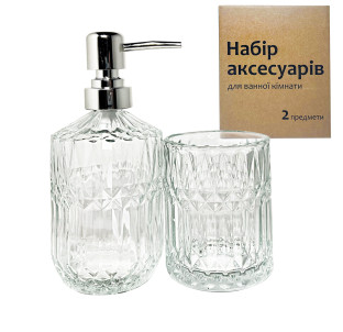 888-166 Набір аксесуарів для ванної кімнати, 2пр( стакан 340 мл, диспенсер 400мл) - фото