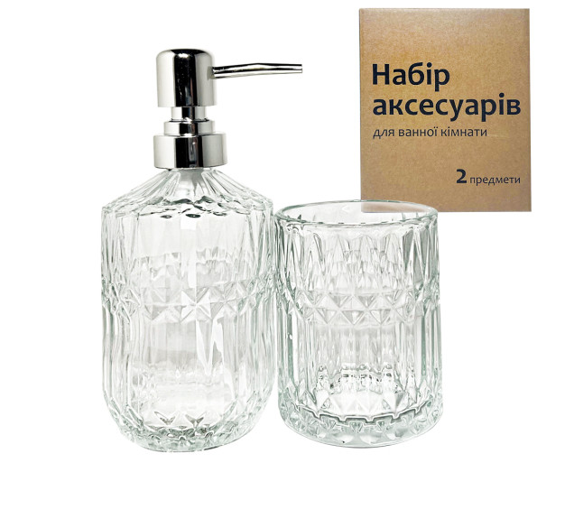 888-166 Набір аксесуарів для ванної кімнати, 2пр( стакан 340 мл, диспенсер 400мл) - фото