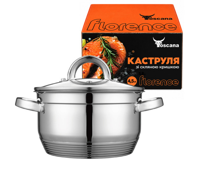 80249 Каструля 4,5л зі скляною кришкою "Florence" - фото