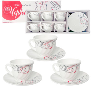 30055-15025 Набір чайний 12пр. Червоне та чорне (190мл) - фото