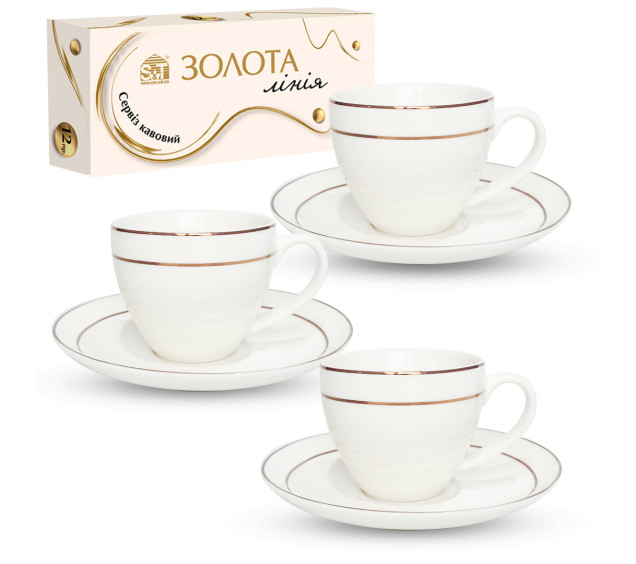 15308 Сервіз кавовий 12пр. "Золота лінія" 100 мл - фото