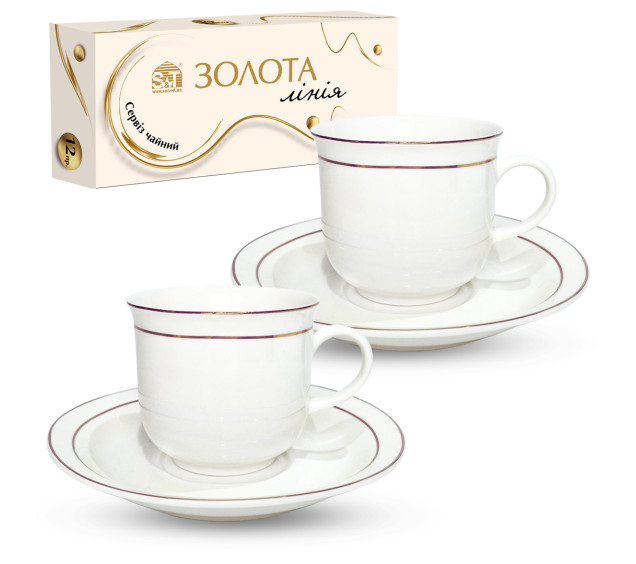 15105 Сервіз чайний 12пр.  "Золота  лінія" 250 мл - фото