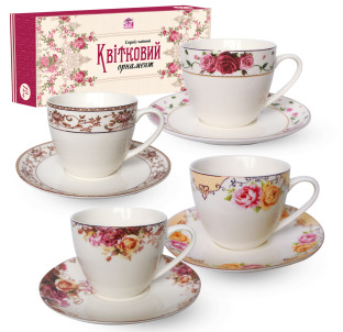 15103 Сервіз чайний 12пр.  "Квітковий орнамент" 250 мл - фото