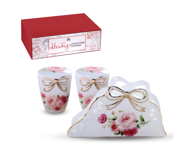 2268/2277/1 Набір 3 пр Серветниця, сіль/перець Бант - фото