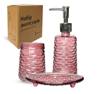 888-163 Набір аксесуарів для ванної кімнати, 3пр (400мл, 340 мл, 14 см) - фото