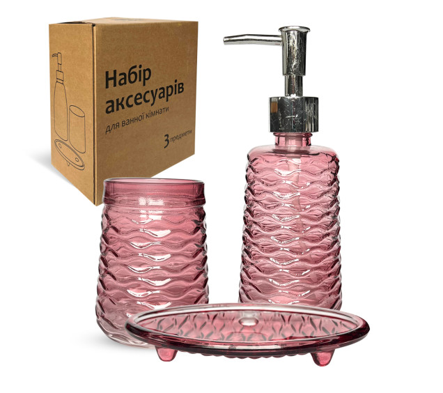 888-163 Набір аксесуарів для ванної кімнати, 3пр (400мл, 340 мл, 14 см) - фото