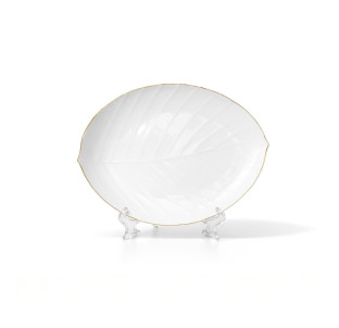 30163-00 Тарілка 9\' Листок , золотий кант - фото