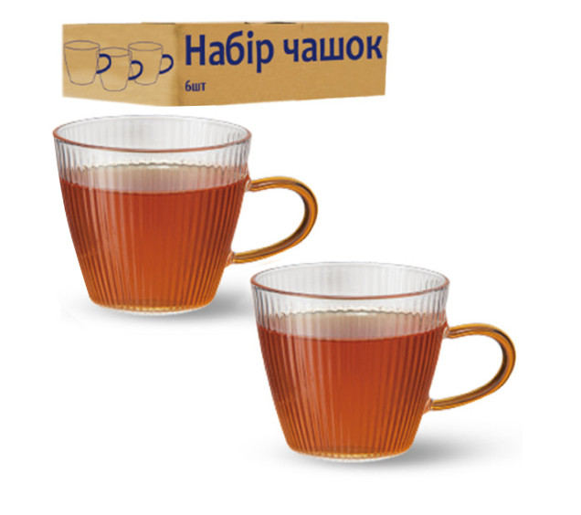 202-10 Набір чашок 6шт Лінії (120мл) - фото