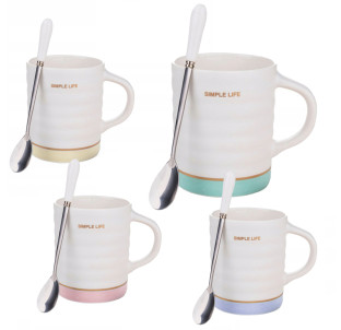 20614/У Чашка з ложкою 380мл Simple life - фото